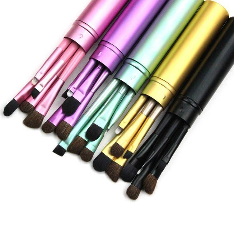 5PCS/ Set Cylinder Wooden Handle Eye Shadow Makeup Brush Small Set Brush 5 Eye Brush Makeup Pen Beauty Makeup Tools