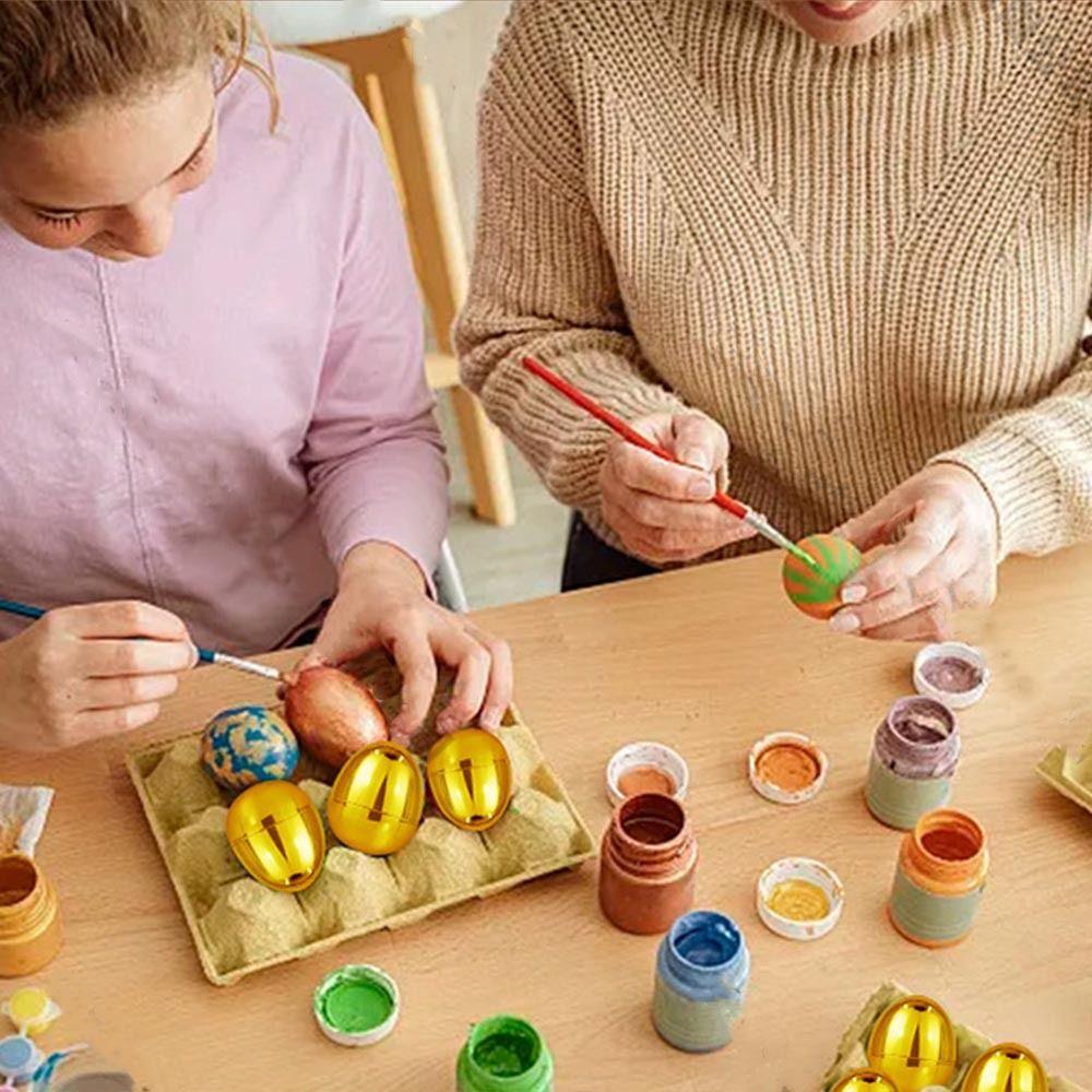 Funny Empty Shell Easter Golden Twisted Egg Plastic Fillable Egg Shell DIY Simulated Eggshell Easter Surprise Toys Party Decor