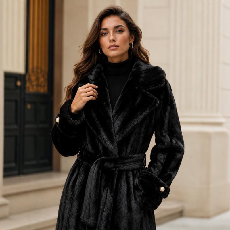 Womens Plus Size Long Faux Fur Coat 2026 Winter Warm Thick Oversized Outerwear Street Style