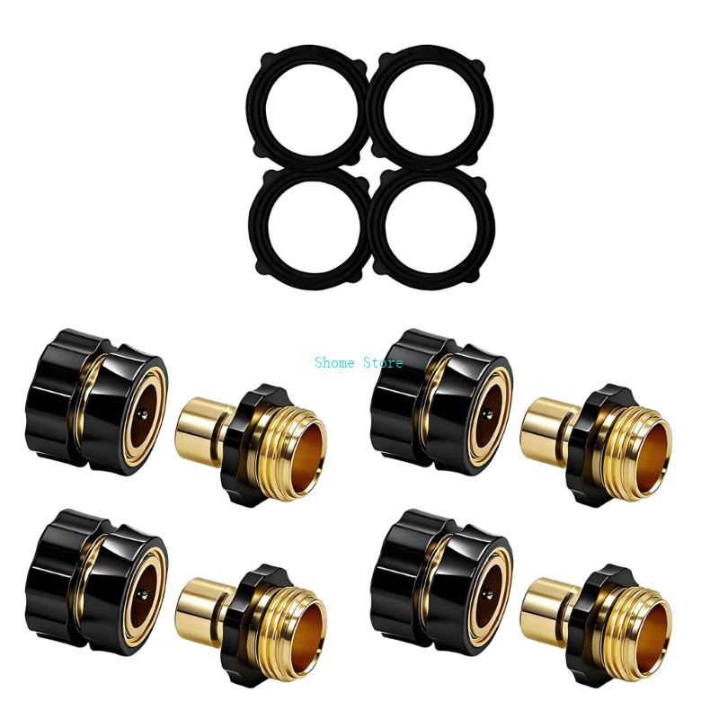 Heavy Duty Garden Hose Fitting 4 Pieces Set Fast Connection No Tool Need M68E
