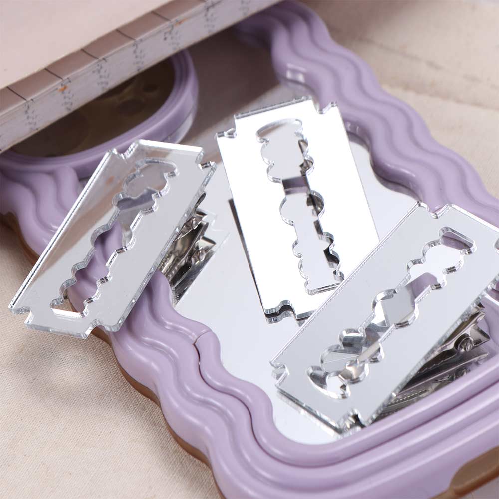 3 pcs/set Metal-Like Razor Blade Barrettes Lightweight Hair Accessories Acrylic Hair Clip Costume