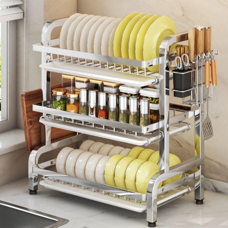 304 Stainless Steel Multi-functional Dish Drying Rack for Plates and Bowls