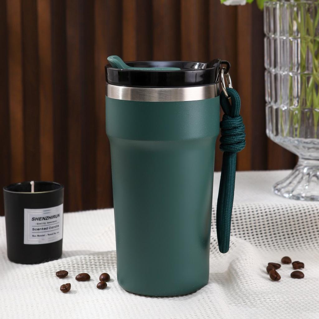 Vacuum Insulated Travel Mug with Rope Thermal Coffee Cups Stainless Steel Thermos Water Bottle Double Wall Cold Hot Drinkware