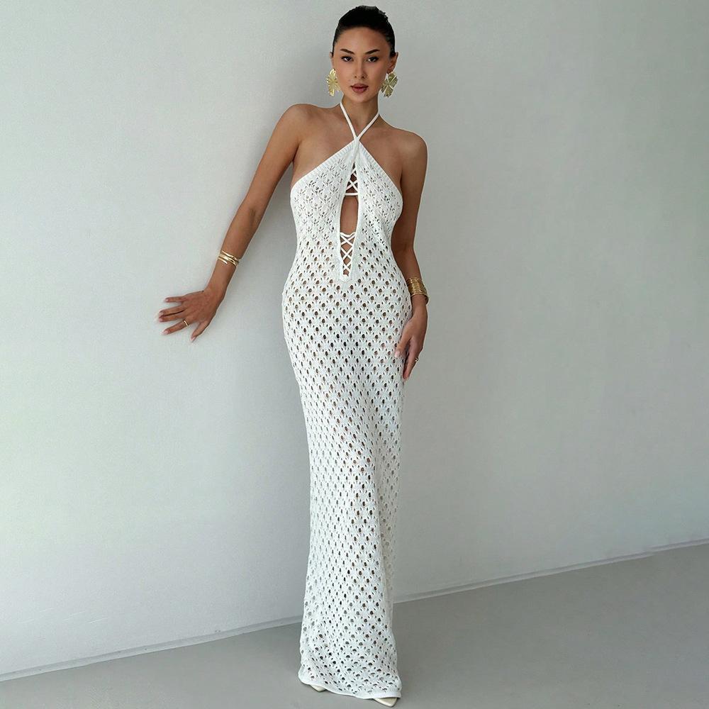 Новая летняя сексуальная ажурная вязаная пляжная юбка, купальник-бикини, однотонное платье-наряд для женщин