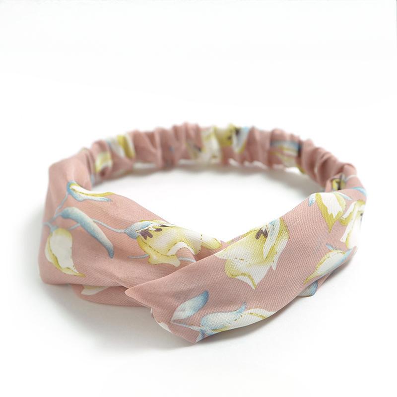 Перекрещенная повязка на голову, шифоновая маленькая цветочная маленькая свежая повязка на голову женская эластичная повязка на голову аксессуары для волос, головной убор