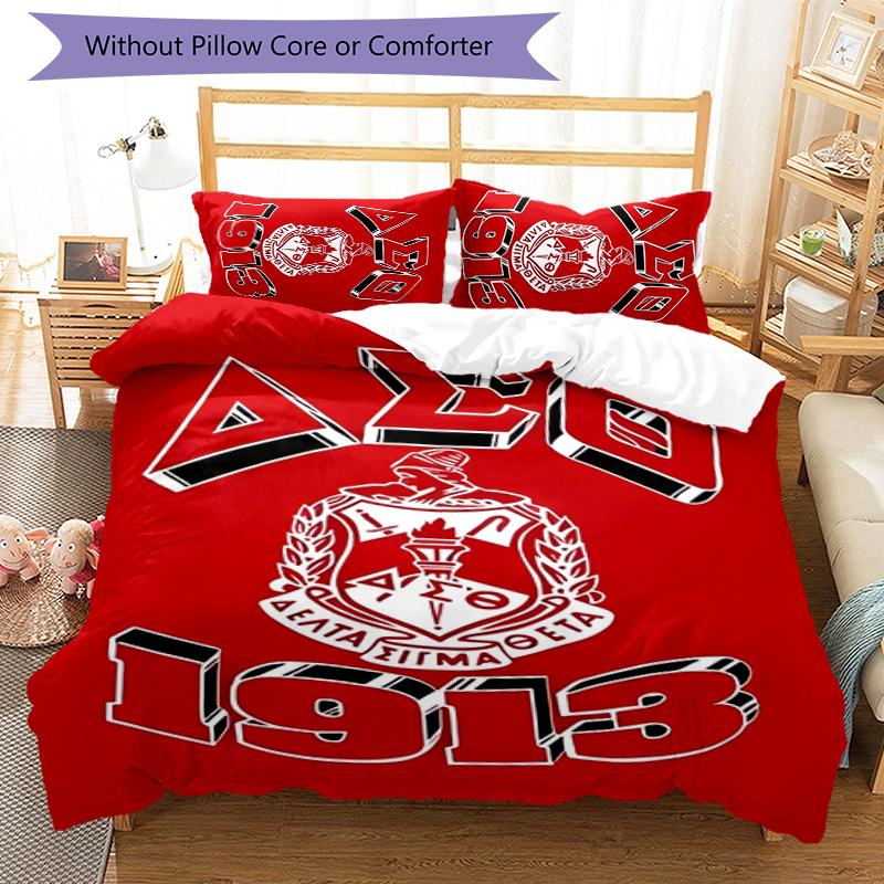 3pcs Delta Sigma Theta logo pattern bedding set duvet cover set includes duvet cover &pillowcases, perfect all season bedroom decoration & gift