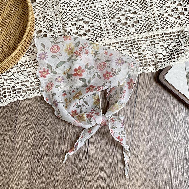 Треугольный шарф шарф женский шелковый шарф высококлассный новый летний солнцезащитный платок летняя женская пасторальная повязка на голову завязанная сумка лента