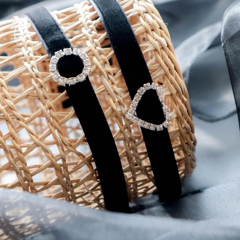 Хрустальное круглое сердце любви Черный бархат - Ожерелье-чокер с винтажными стразами в стиле панк, цепочка на ключицу, подарок для женщин