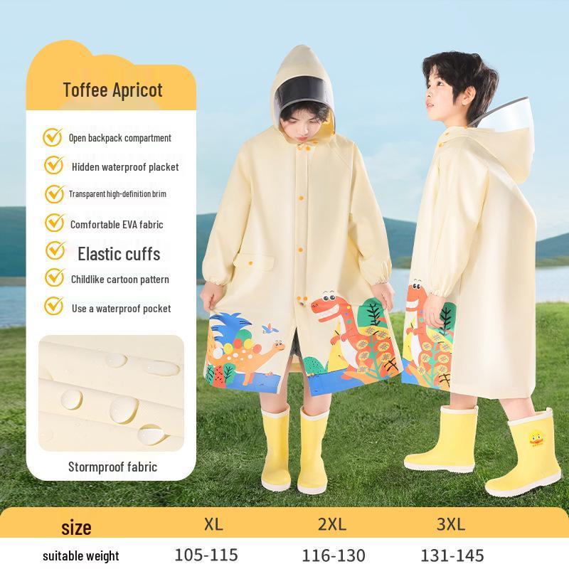 Kids' Waterproof School Raincoat with Backpack Space – Extended Length Poncho for Boys and Girls