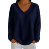 Fall Winter Women's Loose Waffle V-Neck Long Sleeve T-Shirt, Solid Casual Versatile Top for European American