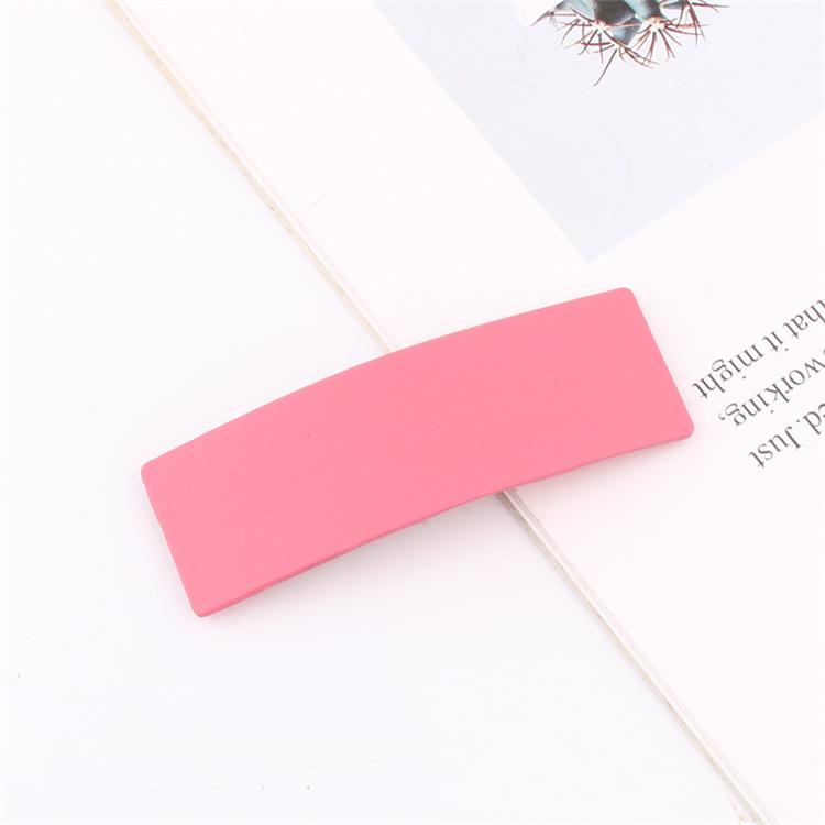 Solid square Matte Texture Bb Clip Korea Wild Geometric Shape Hairpin pink Alloy Girl Heart Hair Clip