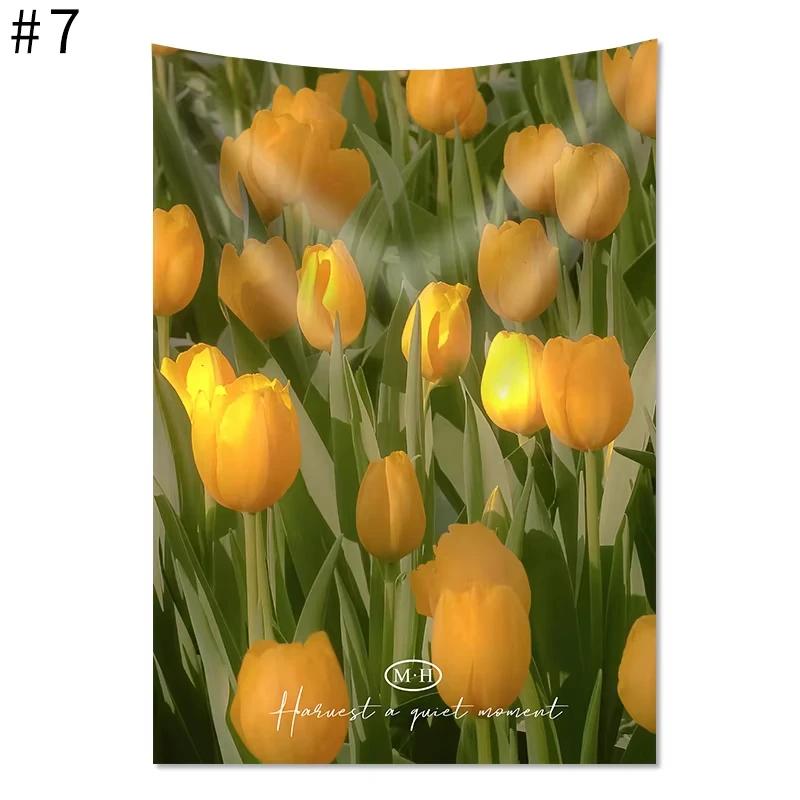 Tulip Floral Tapestry Natural Aesthetic Wall Decoration High-Quality Home Furnishing For Bedroom And Living Room