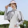 Solid Color Sun Protection Clothing Long Sleeve Ice Silk Cape Long Sleeve Crop Top  Sun Protection