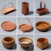 Плетеная из бамбука ретро корзина для закусок и тарелка для пикника и хранения