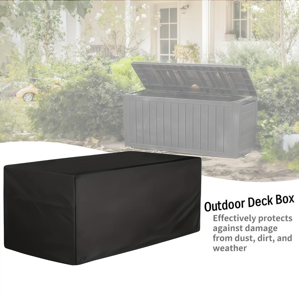 One Piece Outdoor Deck Box Cover - Black Premium Oxford Fabric - Compatible with most other deck boxes (cover only)