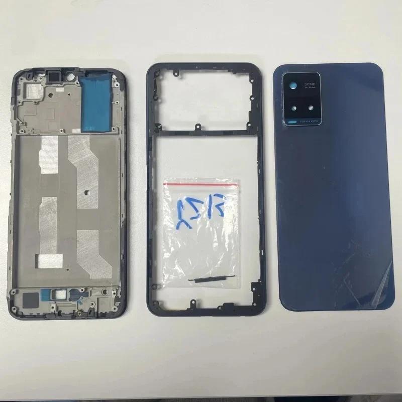 Для Vivo Y21s Y21t Y33s Y33t LCD Передняя рамка Крышка аккумулятора Средняя рамка Задний корпус Чехол с объективом камеры Боковые кнопки
