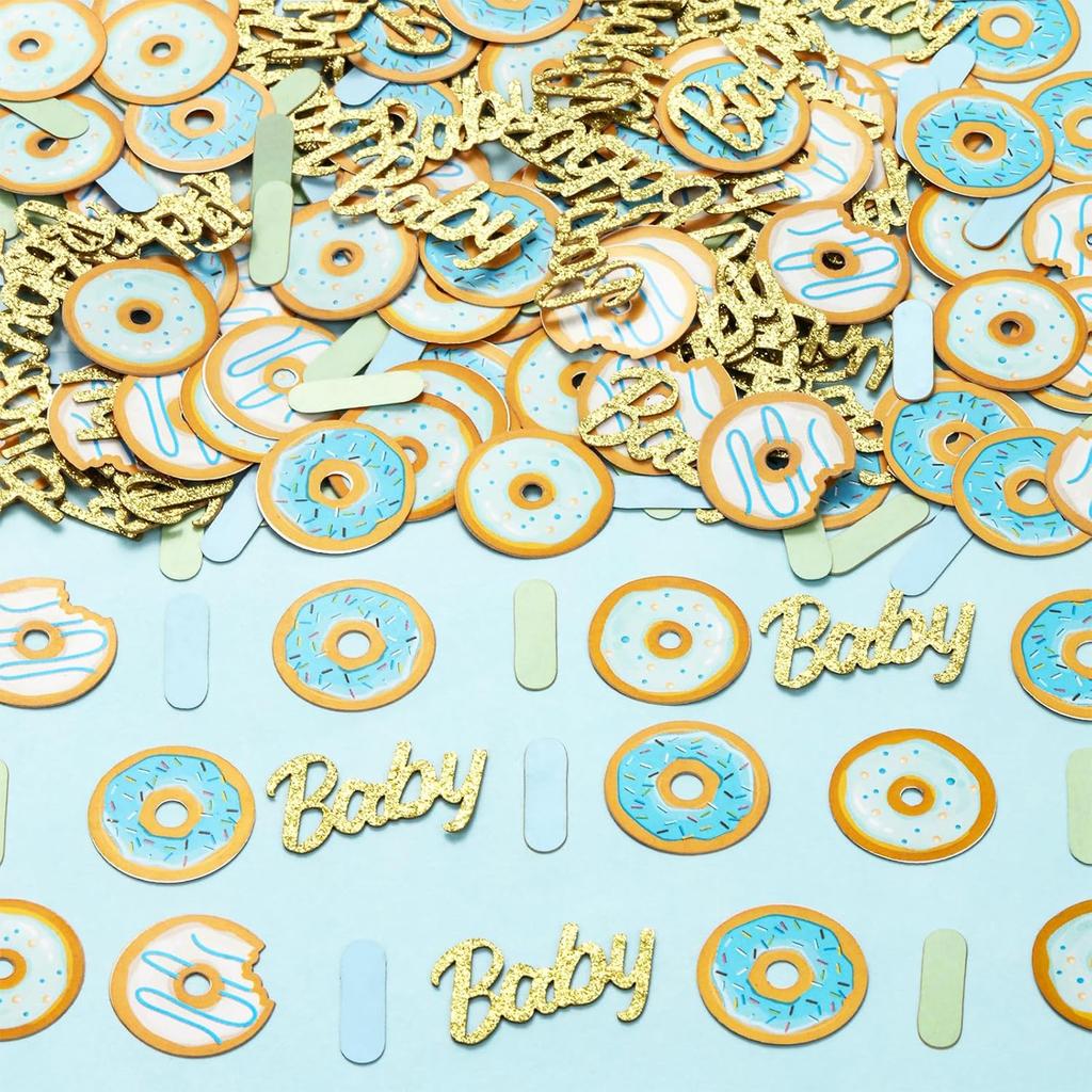 JOYMEMO 200 Pieces Donut Sprinkled With Love Confetti for Boy, Baby Shower Decorations, Baby Blue Donut Table Sprinkles Party Supplies