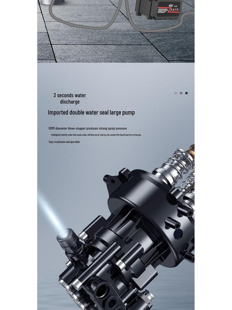 Аккумуляторный беспроводной пистолет высокого давления для мойки автомобилей с литиевой батареей
