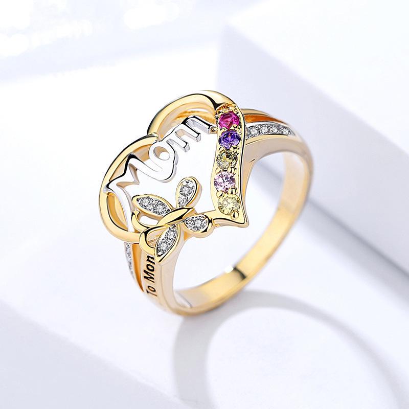 Hand-decorated Love-shaped Mother's Ring Mother's Day Gift MOM Ring