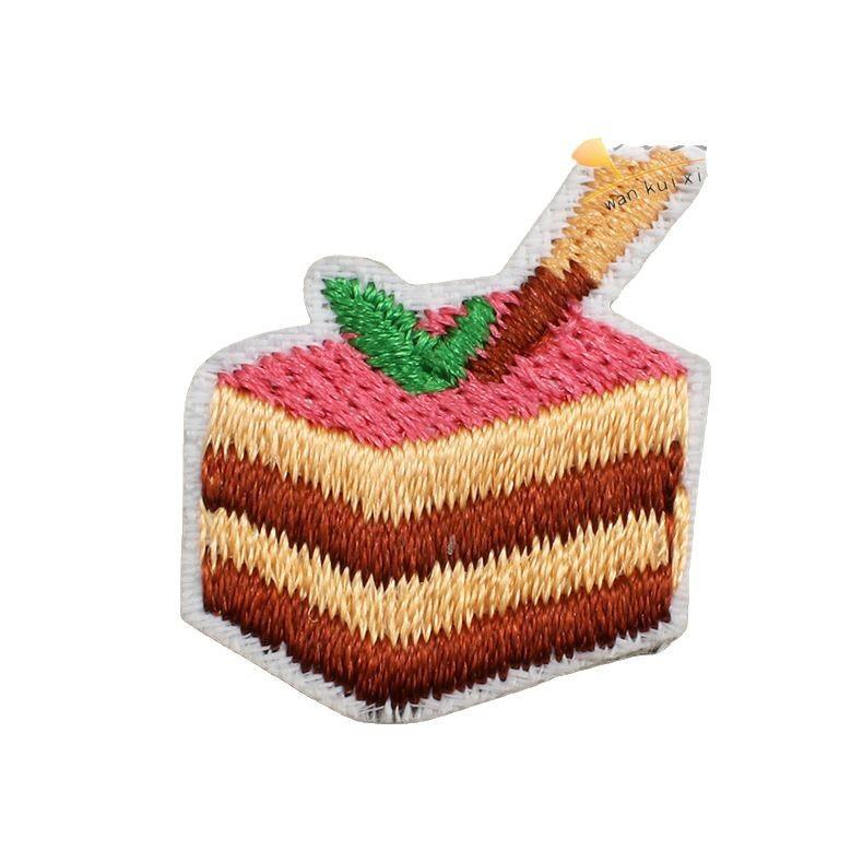 DIY Decorative Cloth Stickers Food Burgers Stickers Computer Embroidery Labels Beverage Cake Seals Stickers Ironing3 pcs MOQ, mix styles
