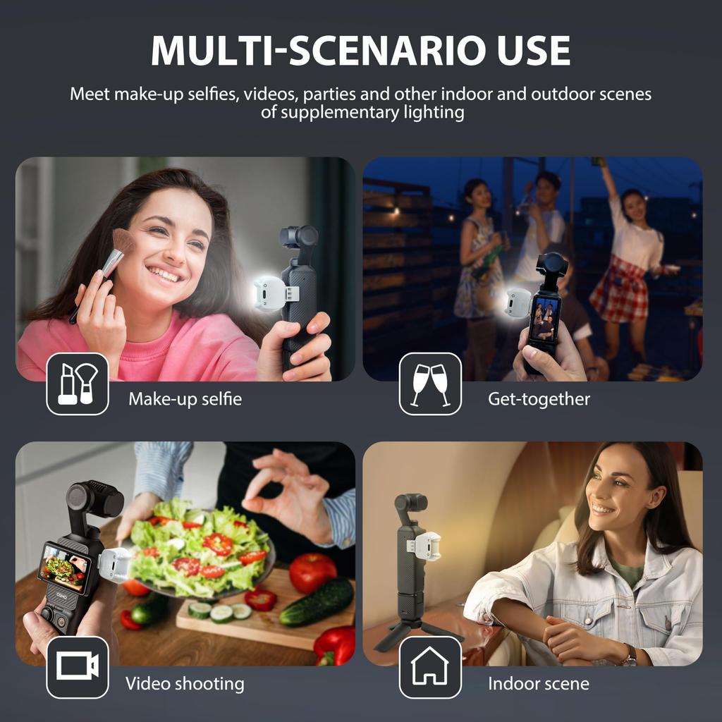 STARTRC Osmo Заполняющий свет для Pocket 3 Creator Магнитный заполняющий свет Совместимый с Pocket 1 Action Camera Аксессуары Комбо, 3/Pocket 2/Pocket