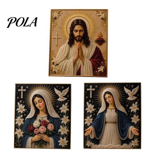 Набор жемчужной живописи 'Faith Pearl Painting Kit', Набор для самостоятельного создания картины с искусственным жемчугом 'Virgin Mary DIY Faux Pearl Art Kit', Набор для рукоделия 'Religious Pearl Painting Craft Set', Ручная работа для домашнего декора, настенное искусство для христианских уголков для молитвы