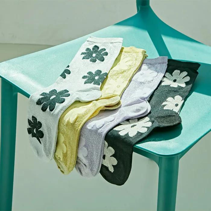 Прозрачные блестящие носки с цветочным узором fashion socks rssw026