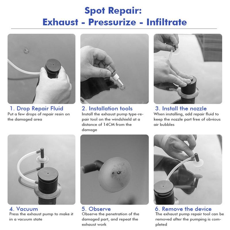 Набор для ремонта лобового стекла автомобиля Быстрый ремонт треснувшего стекла Жидкость для ремонта лобового стекла Инструмент Смола Герметик царапины Сделай сам Ремонт автостекла