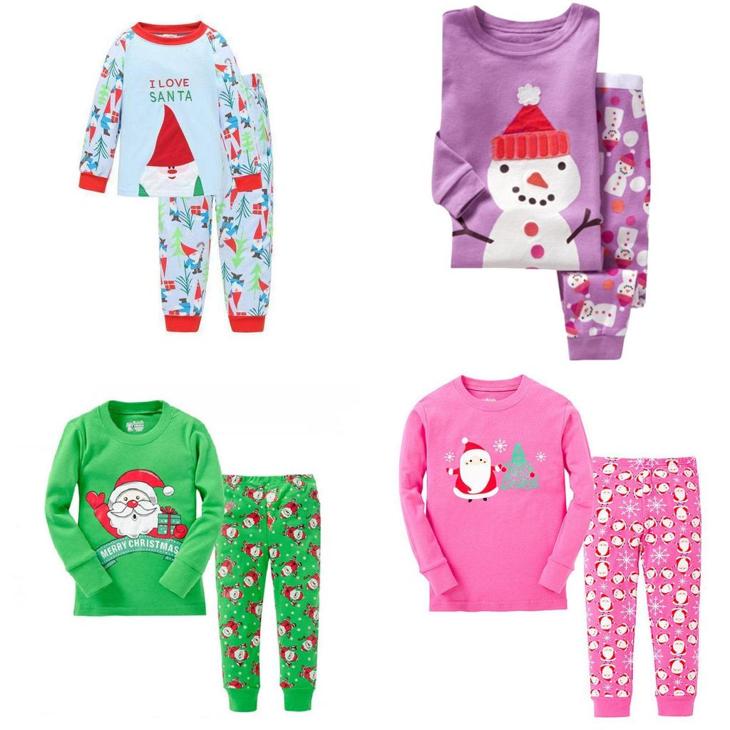 Очаровательный детский рождественский пижамный комплект из мягкой хлопковой смеси, идеально подходящий для всех сезонов