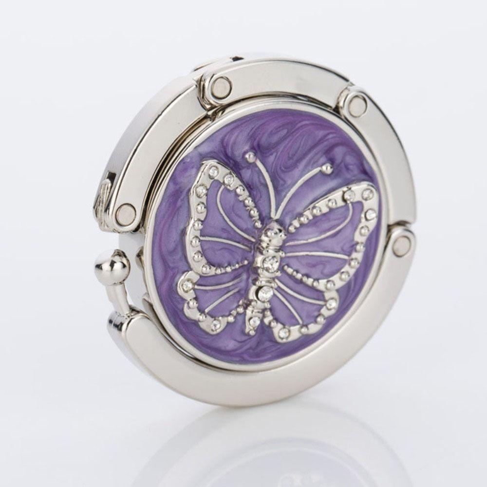 Fashion Butterfly Pattern Purse Hook Portable Travel Folding Desk Hooks Bag Holder Metal Handbag Hanger Table Clasp