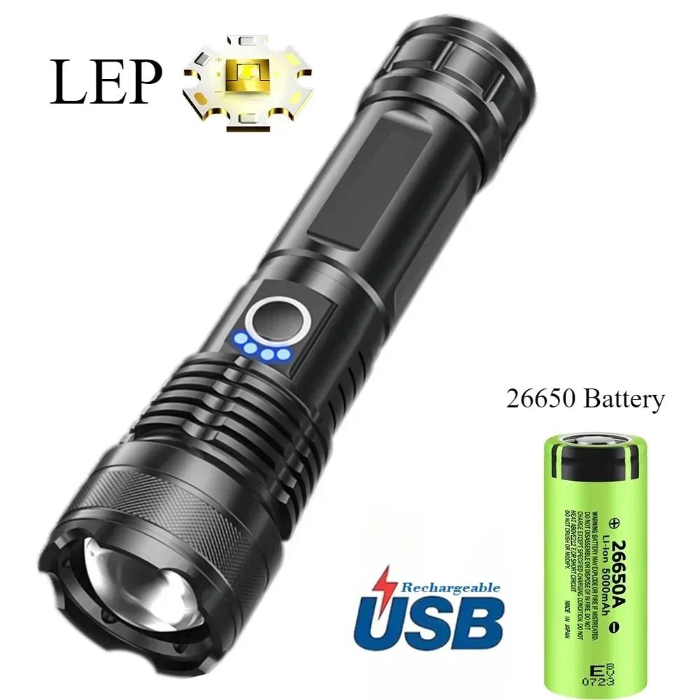 High Power LED Flashlights USB Rechargeable Tactical Torch Ultra Powerful Outdoor Long Range Camping Fishing Emergency Lantern