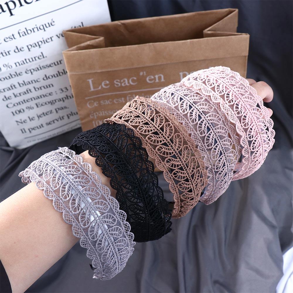 Design Resin Lace Leaves Headband Korean Style Hair Wear Women Hair Accessories Wide Side Hairband