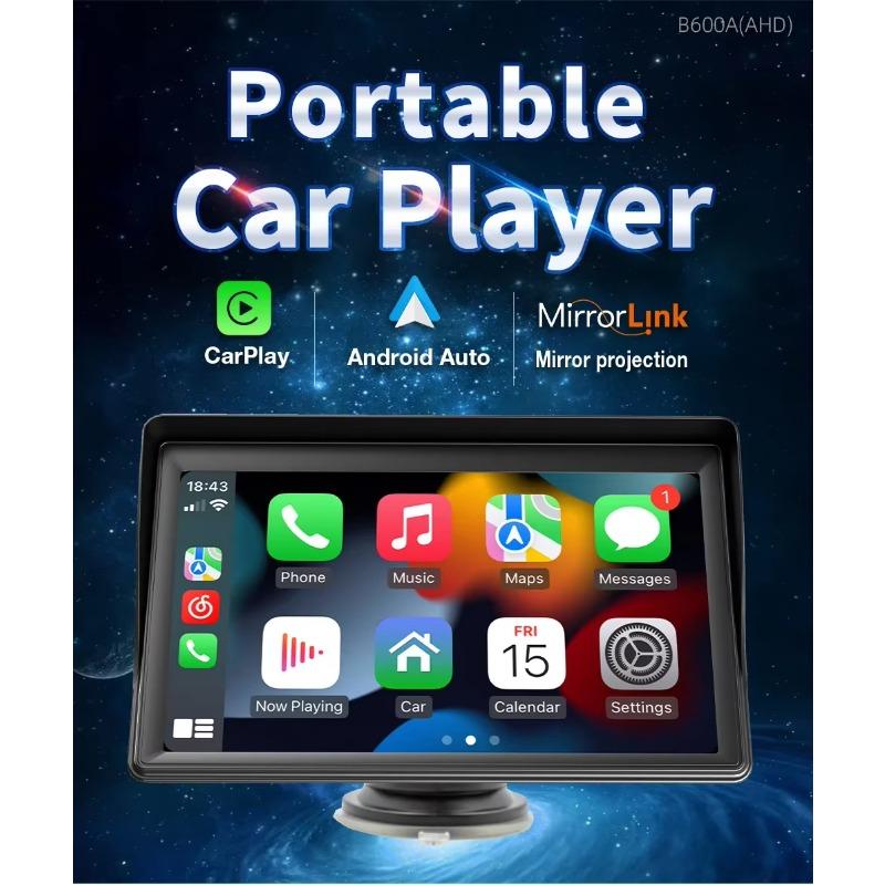 7'' Universal Car Radio Wireless Carplay Android Auto Mirrorlink Portable BT/USB/AUX with Sun Visor Multimedia Car Player