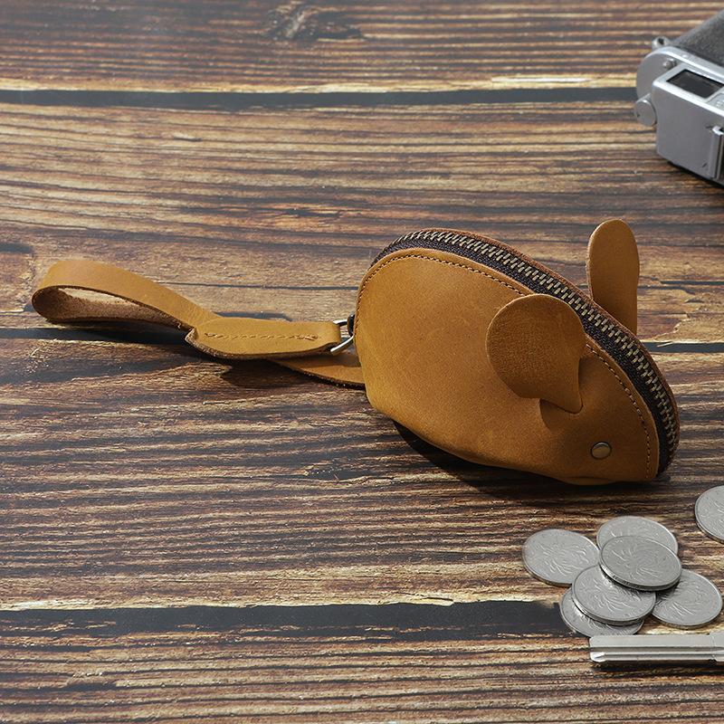 Кошелек для монет из натуральной кожи, мультяшный чехол для ключей, многофункциональная ручная сумка для хранения, маленький кошелек