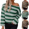 Women's Stripe Sweater Crewneck Long Sleeve Color Block Knit Tops Casual Knit Pullover Sweaters Fall Trendy Clothes