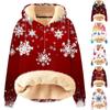 Женская модная утепленная толстовка с капюшоном и рождественским принтом
