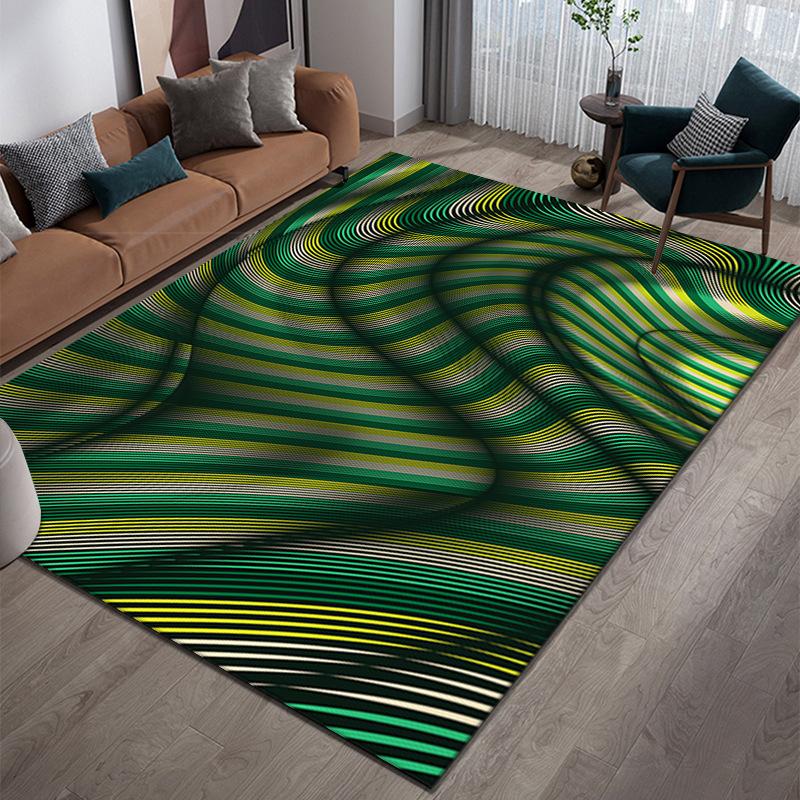 3D Abstract Carpet Color Lines Carpet Living Room Tea Table Visual Carpet Mat