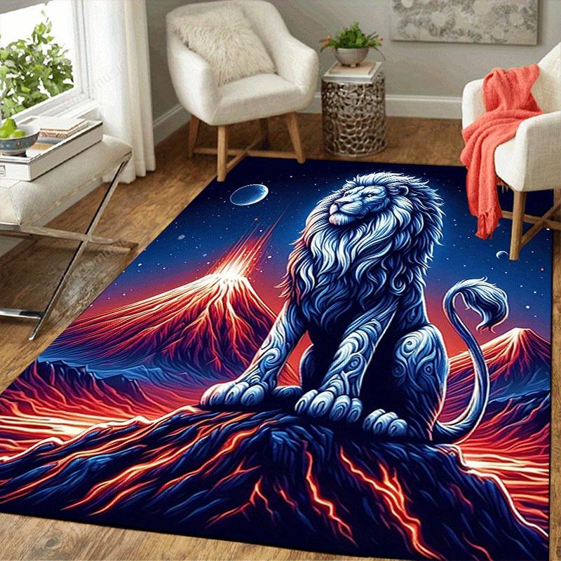 1pc Lonely lion Print, Design Indoor Area Rug, Soft, Anti-Slip, and Durable Gaming Room Decor for Bedroom, Living Room, and Exercise Rugs, P