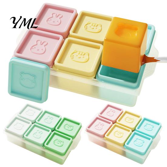 Easy Release Food Trays Grade Silicone Freezer Molds, Large Capacity 6 Compartments Meal Portion Control Baby Feeding Prep Containers, Leak-proof