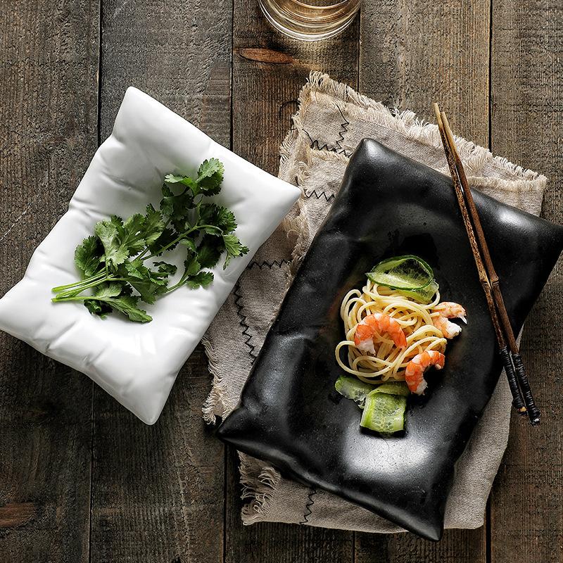 Creative Ceramic Salad Plate Kitchen Tableware Dinner Plate Pasta Steak Dessert Plate Pillow Shaped Dessert Bowl Salad Bowl