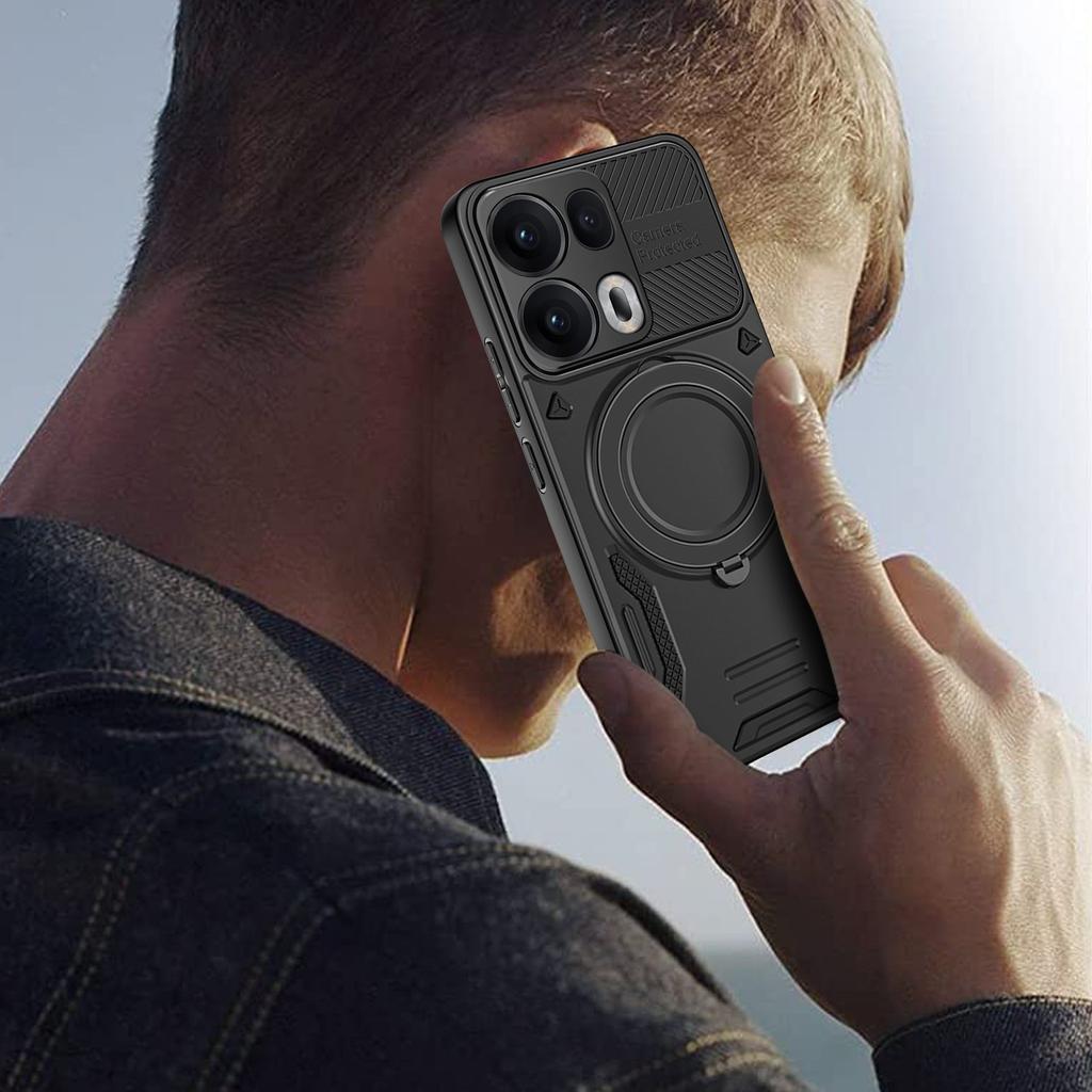 For Oppo Reno13 Pro 5G Magnetic Case Shockproof TPU + PC Phone Back Cover with Kickstand