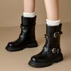Черные женские ботильоны резиновые низкий каблук мотоциклетные ботинки коричневые осенне-зимние обувь унисекс большой размер водонепроницаемые