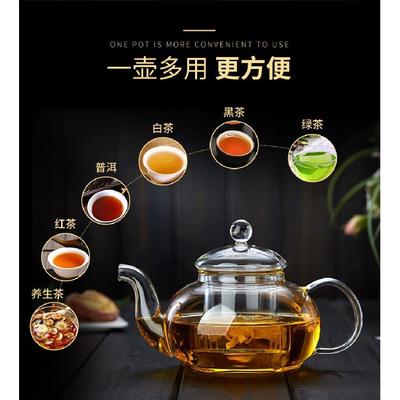 Стеклянный чайник 20 унций с ситечком, боросиликатный чайник, чайник для рассыпного чая, цветущих чаев, безопасный для использования на плите и в микроволновой печи(600мл)