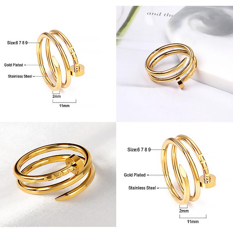 Nail-Shaped Titanium Steel Spiral Ring – High-End Stainless Steel Fashion Jewelry