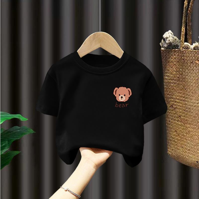 Футболка для мальчиков, хлопковая детская летняя футболка с короткими рукавами и половиной рукавов для мальчиков маленького и среднего размера, летний топ с медведем