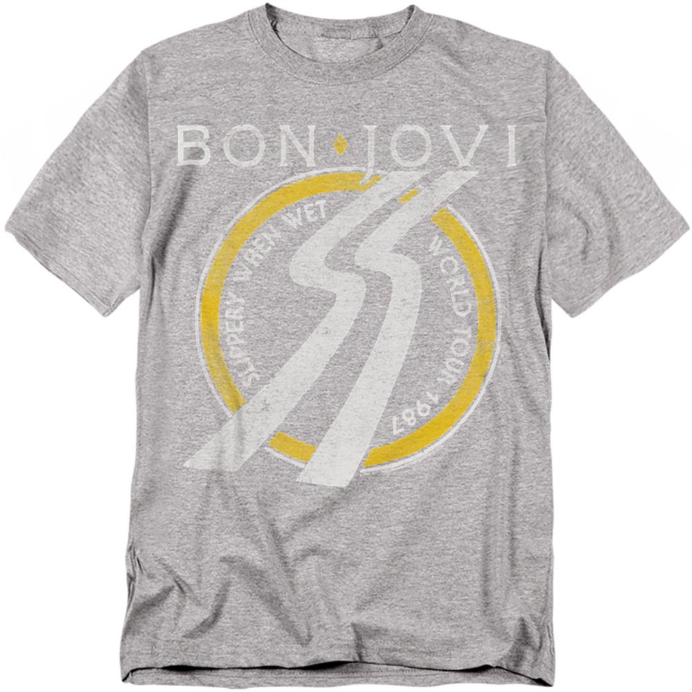 Bon Jovi Unisex Adult Slippery When Wet World Tour Heather T-Shirt