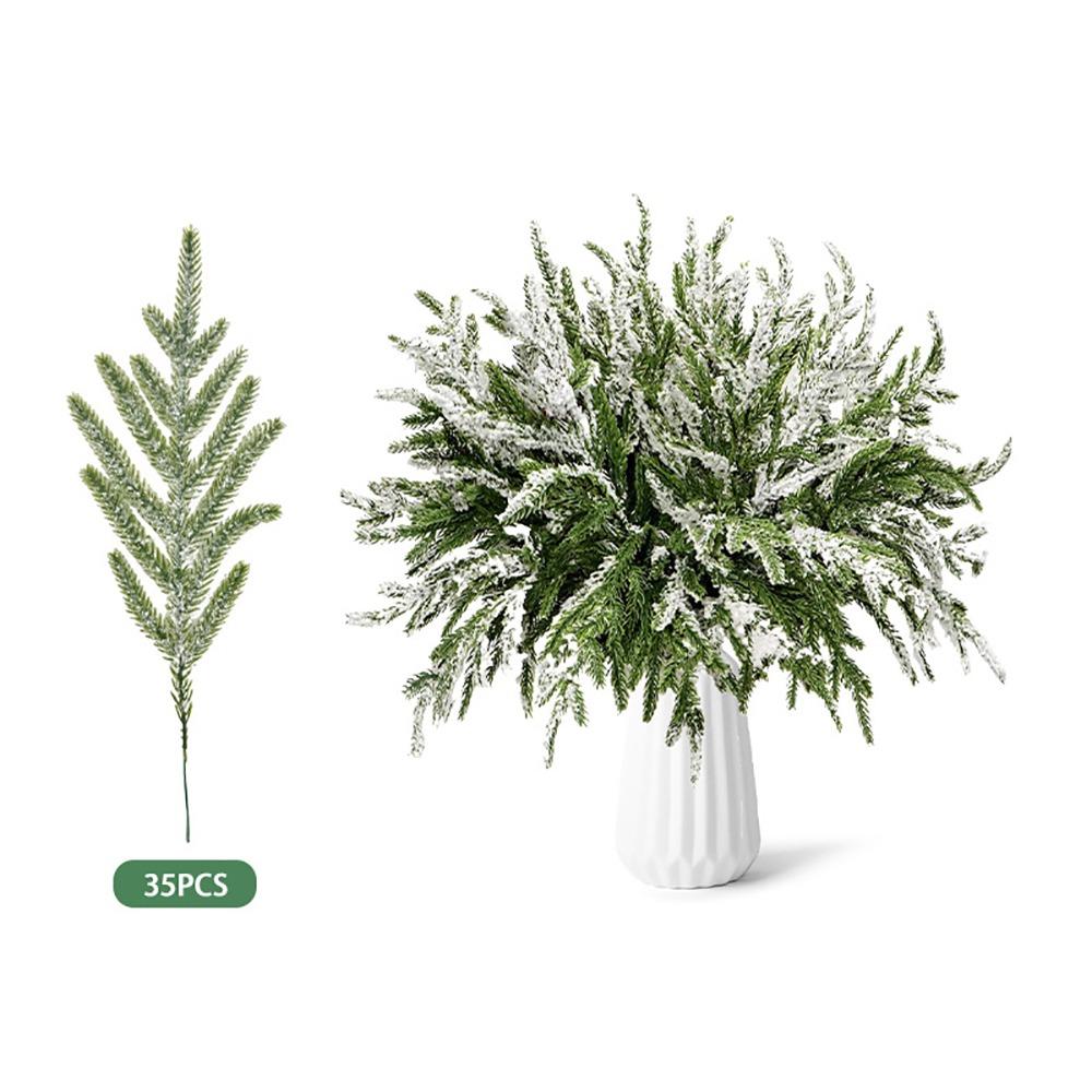 Red Berries Christmas Artificial Pine Branches Plastic Greenery Leaves Fake Cedar Pine Accessories DIY Faux Pine