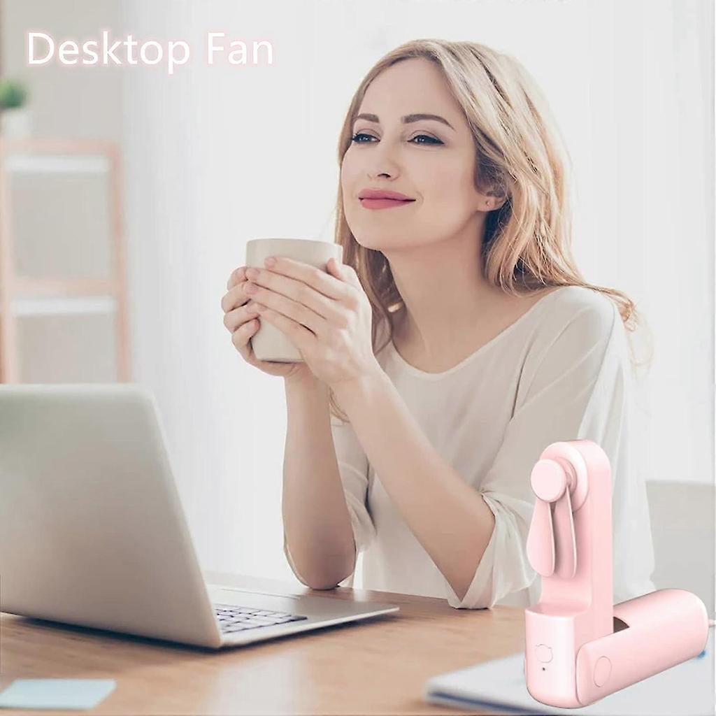 Handheld Mini Fan,  USB Rechargeable Small Pocket Fan, Battery Operated Personal Fan with 3 Speeds for Women Outdoor Travel (Pink)