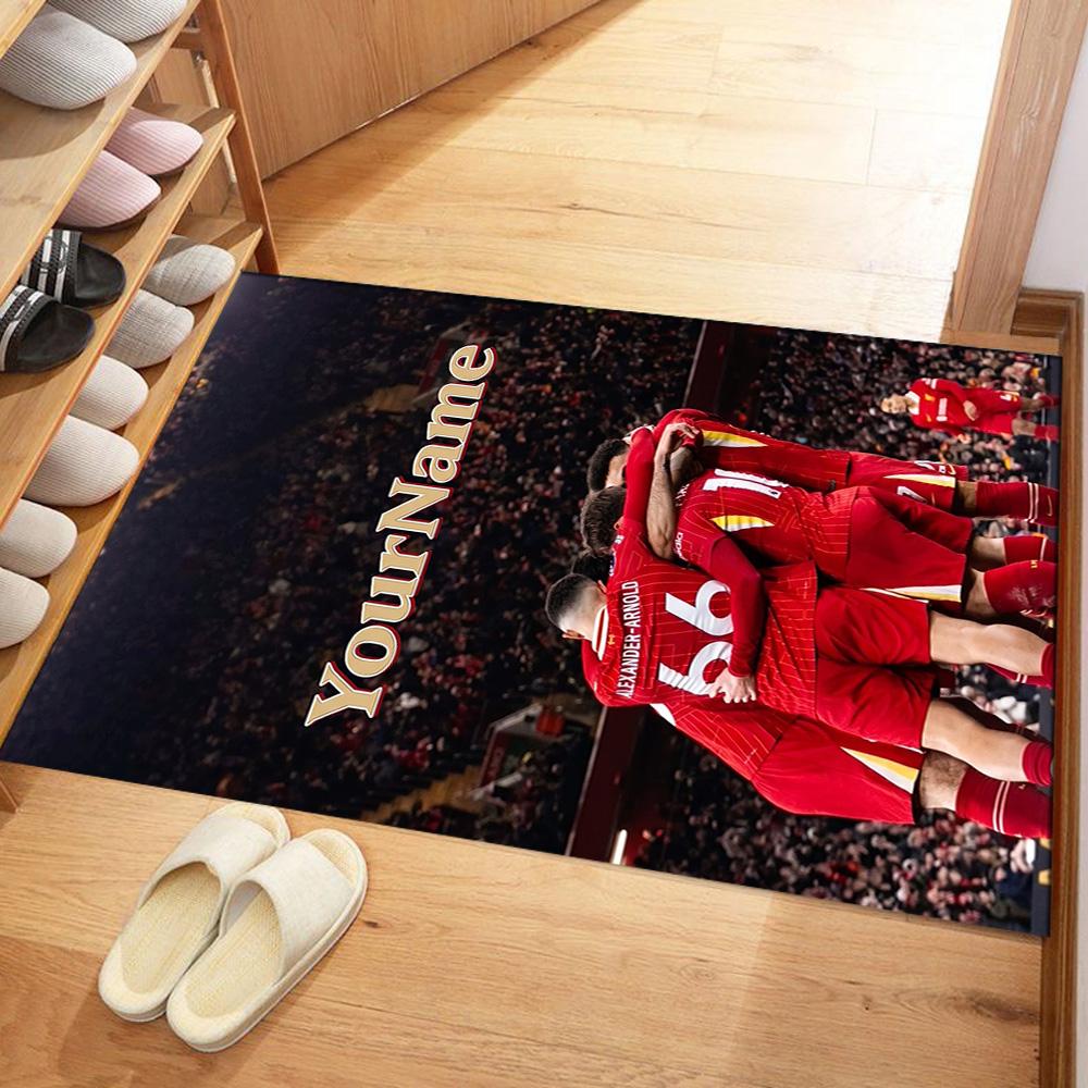 Liverpool Customized Name Area Rug Perfect for Game Room Hallway Kitchen Study room Anti-slip Rug Office home decor Spiritual Gift