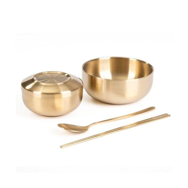 The Icing On the Cake Is Titanium Double Spoon Set 11426, Spoon + Chopsticks, Gold, Korean Popular Tableware